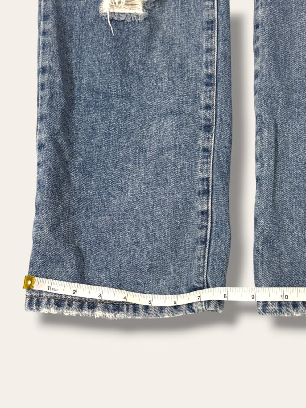 JBD Jeans Womens 28 Light Wash Distressed Ripped Straight Leg Frayed Hem Denim - Picture 8 of 10